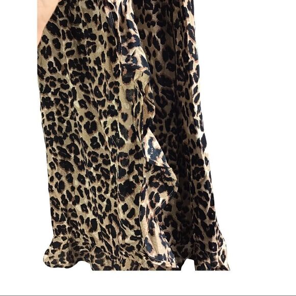 THML Leopard Print Asymmetrical Ruffle Midi Length Skirt - Picture 8 of 12